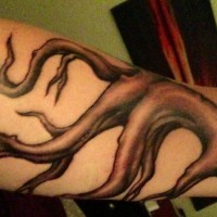 Tatuaggio sul braccio la radice marrone
