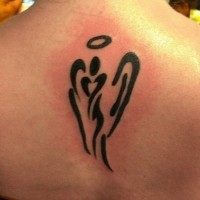 Tribal angel tattoo on back