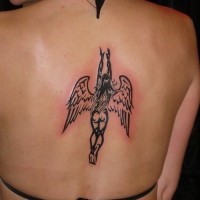 tribale angelo di ragazza tatuaggio su schiena