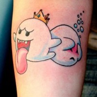 Two cartoon ghosts tattoo on arm