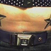 Two stars tattoo on belly