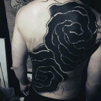 incredibile massiccio inchiostro nero rose tatuaggio pieno di schiena