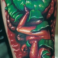 Unusual 3D like human embryo tattoo on arm