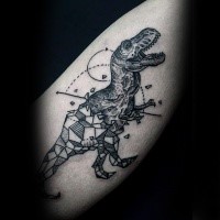 Ungewöhnliches Design wie Stein  schwarzes Dinosaurier Tattoo