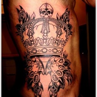 Very cool and large crown tattoo on ribs