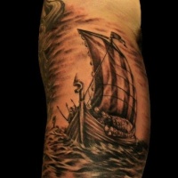 Vikings boat tattoo on arm