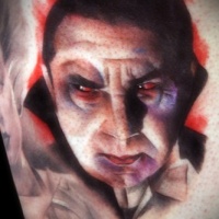 Vintage style colored tattoo of old Dracula