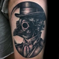 Vintage style very detailed tattoo of plague doctor