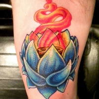 Vivid colors lotus flower tattoo
