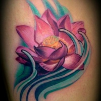 Vivid colors pink lotus tattoo