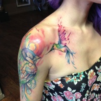 Water color bird tattoo by Justin nordine