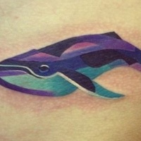 Watercolor beautiful blue whale tattoo