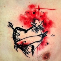 Tatuaggio nero rosso piccolo il cuore by Lukas Musil
