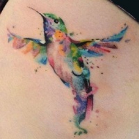 Watercolor hummingbird tattoo