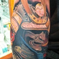 Watercolor portrait of samurai tattoo by Daniel Rocha