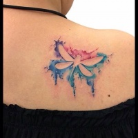 Watercolor silhouette of dragonfly tattoo for girls
