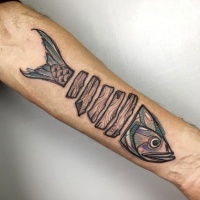 Tatuaje de aspecto agradable de estilo acuarela de peces separados