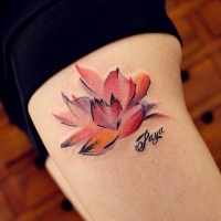 Watercolor tattoo on leg