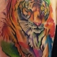 Watercolor large tattoo of tiger