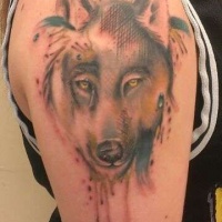 Great watercolor wolf tattoo