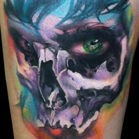Amazing watercolour woman skull tattoo