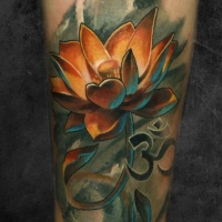 Wonderful colorful lotus tattoo