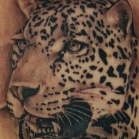 Wonderful leopard head tattoo