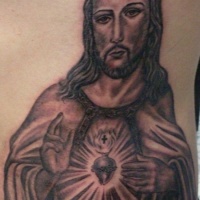 Wonderful portrait of jesus tattoo