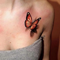 splendida piccola farfalla 3d tatuaggio su petto