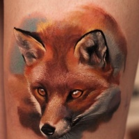 Wonderful watercolor fox tattoo