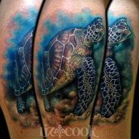 Wunderbare Aquarell Meeresschildkröte Tattoo von Liz Cook