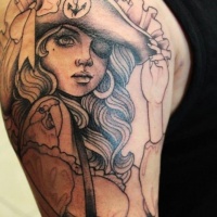 Young girl pirate tattoo by steffi boecker
