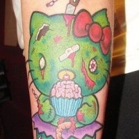 Zombie Hallo Kitty Unterarm Tattoo
