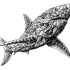 3d grey ornate shark tattoo design