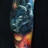 Tatuaje en la pierna, astronauta  en espacio divino
