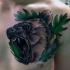 3D fresco dettagliato orso ruggente con foglia di querce tatuaggio su petto