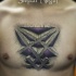 3D style colored chest tattoo of mystical stone symbol