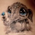 3D stile carino piccolo elefante elefante bimbo piangendo con farfalla tatuaggio su braccio