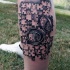 3D style medium sized black ink compass tattoo with puzzle
