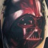 3D style shoulder tattoo of Darth Vader helmet
