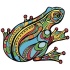 Abstract multicolor ornamented frog tattoo design