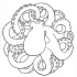Adorable black-line curled octopus tattoo design