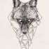 Adoreble grey-pencil wolfmuzzle on crushing geometric rhombus tattoo design