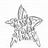 Amazing black-ink letter-printed starfish tattoo design