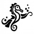 Amazing black-ink tribal seahorse with bubbles tattoo design