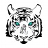 Amazing blue-eyed white tiger with chinese hieroglyph tattoo design