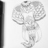 Amazing dotwork elephant head with geometric ornament tattoo design