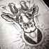 Amazing dotwork giraffe head and shining sun tattoo design