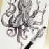 Amazing dotwork octopus tattoo design