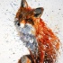 Amazing ginger fox in a lot of splashes tattoo design